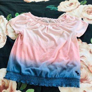 Pink And Blue Ombré Cropped Shirt.
